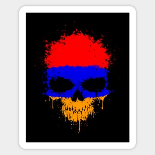 Chaotic Armenian Flag Splatter Skull Sticker